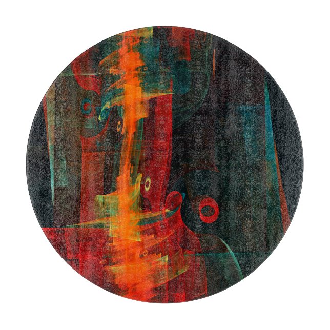 Vatten Orange Red Blue Modern Abstrakt Art Mönster (Framsidan)