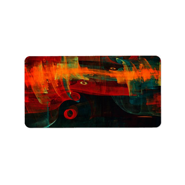 Vatten Orange Red Blue Modern Abstrakt Art Mönster Adressetikett (Framsidan)