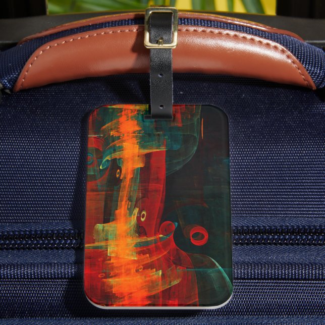 Vatten Orange Red Blue Modern Abstrakt Art Mönster Bagagebricka (Framsida Insitu 2)