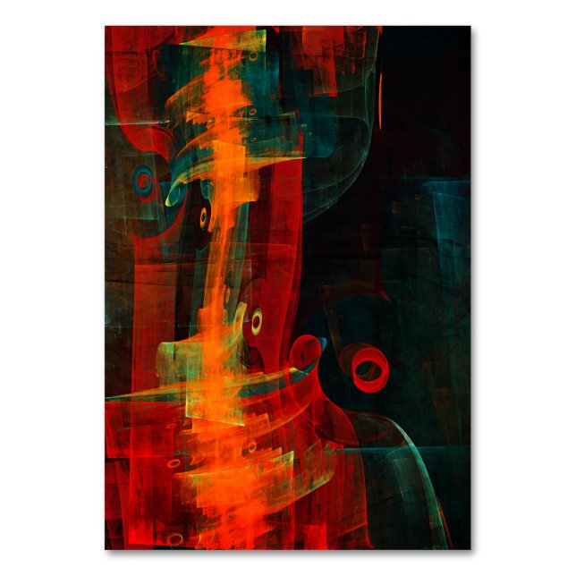 Vatten Orange Red Blue Modern Abstrakt Art Mönster Bordsnummer (Framsidan)