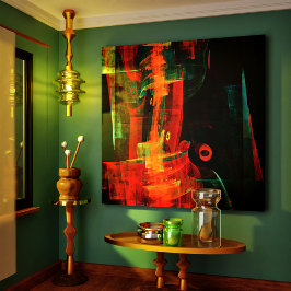 Vatten Orange Red Blue Modern Abstrakt Art Mönster Canvastryck