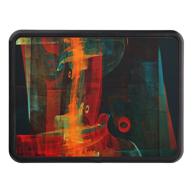 Vatten Orange Red Blue Modern Abstrakt Art Mönster Dragkroksskydd (Framsidan)