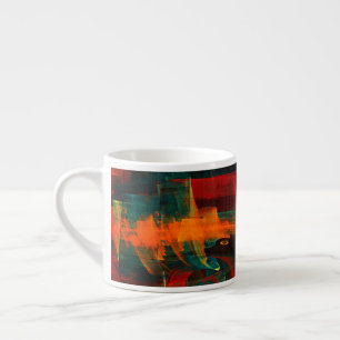 Vatten Orange Red Blue Modern Abstrakt Art Mönster Espressomugg
