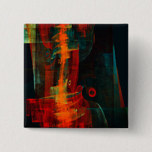 Vatten Orange Red Blue Modern Abstrakt Art Mönster Knapp