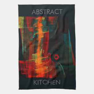 Vatten Orange Red Blue Modern Abstrakt Art Mönster Kökshandduk