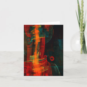 Vatten Orange Red Blue Modern Abstrakt Art Mönster Kort