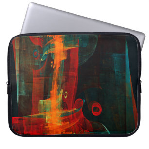 Vatten Orange Red Blue Modern Abstrakt Art Mönster Laptop Fodral