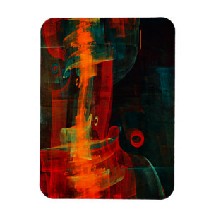 Vatten Orange Red Blue Modern Abstrakt Art Mönster Magnet