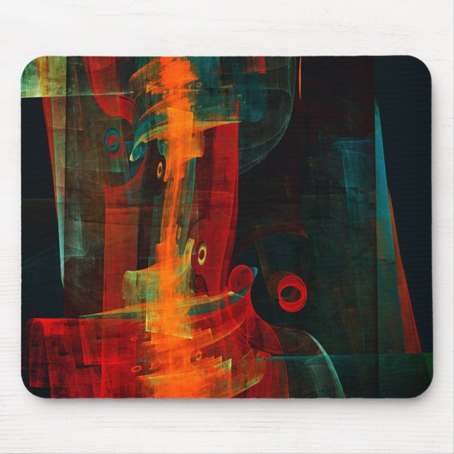Vatten Orange Red Blue Modern Abstrakt Art Mönster Musmatta (Framsidan)