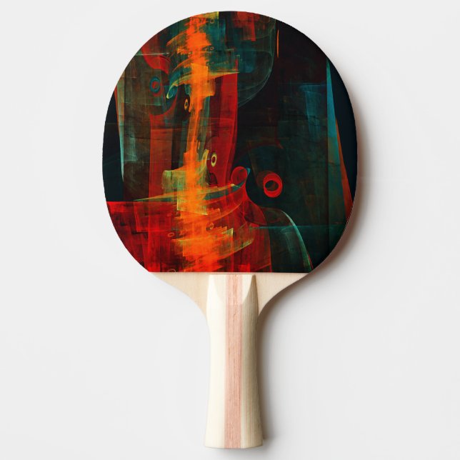 Vatten Orange Red Blue Modern Abstrakt Art Mönster Pingisracket (Framsidan)