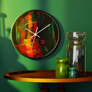 Vatten Orange Red Blue Modern Abstrakt Art Mönster Stor Klocka