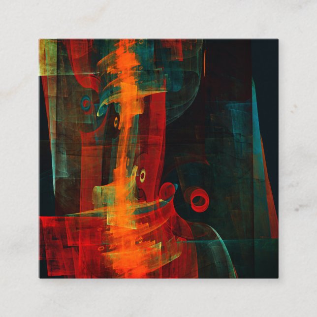 Vatten Orange Red Blue Modern Abstrakt Art Mönster Tilläggskort (Framsida)