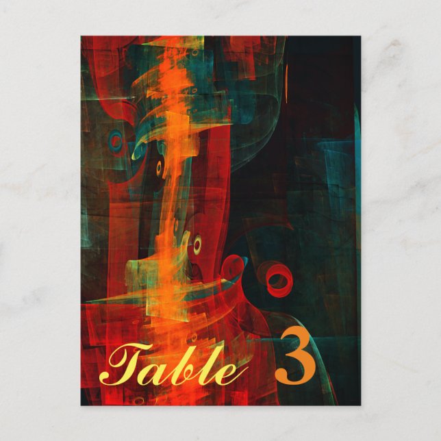 Vatten Orange Red Blue Modern Abstrakt Art Mönster Vykort (Framsida)