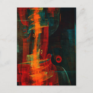 Vatten Orange Red Blue Modern Abstrakt Art Mönster Vykort