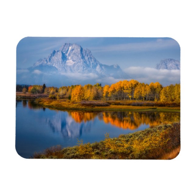 Vatten | Oxbow Bend Jackson Wyoming Magnet (Horisontell)