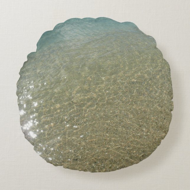 Vatten på Abstrakten Beach I Natur Fotography Rund Kudde (Framsidan)