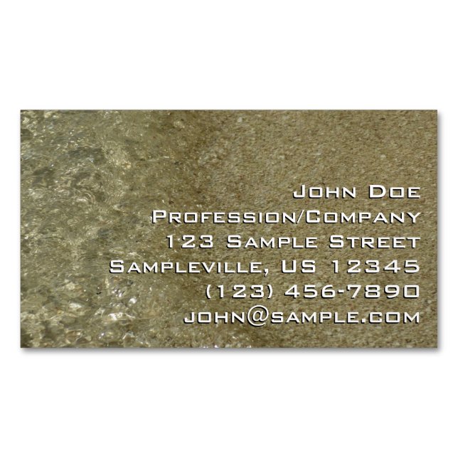 Vatten på Abstrakten Beach II Natur Fotografi Magnetiska Visitkort (Framsida)