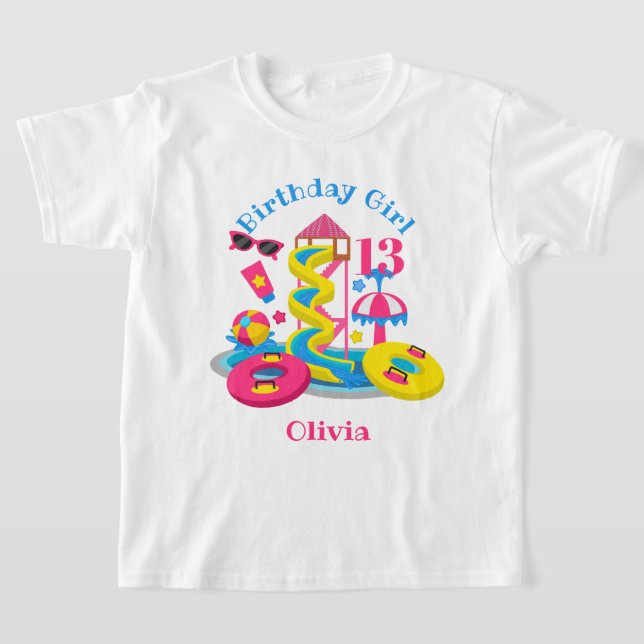 Vatten park Birthday Girl shirt Bassäng Party T Shirt (Laydown)