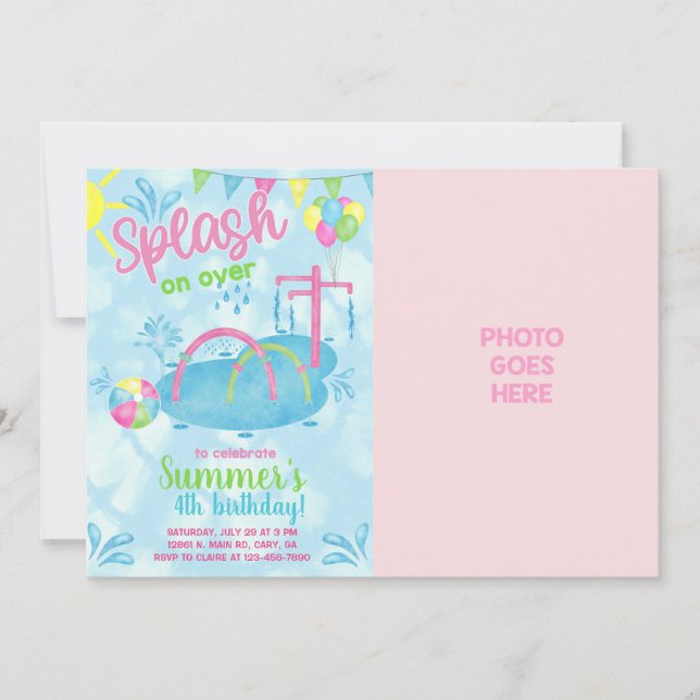 Vatten parkens födelsedag i stänk, inbjudan. inbjudningar (Framsida)