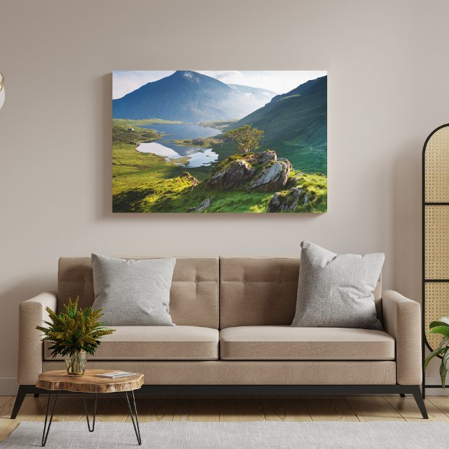 Vatten | Pen yr Ole Wen Sjö Idwal Snowdonia Park Canvastryck (Skapare uppladdad)