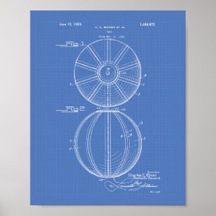 Vatten Polo Boll 1923 Patent Art Blueprint Poster
