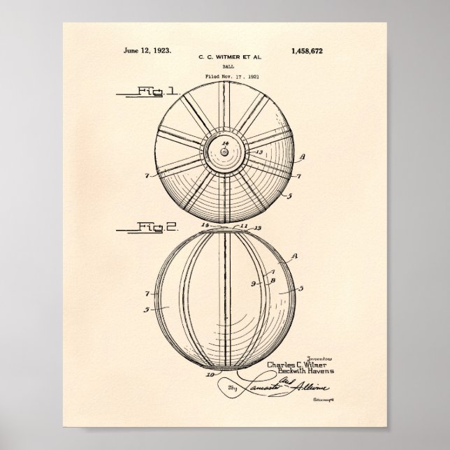 Vatten Polo Boll 1923 Patent Art Old Peper Poster (Framsidan)