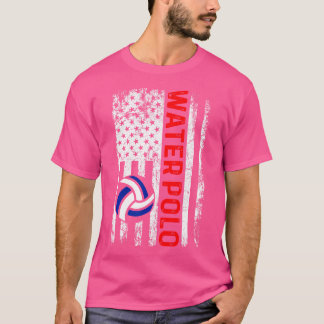 Vatten Polo Boll med Vintage Amerikanska Flagga P T Shirt