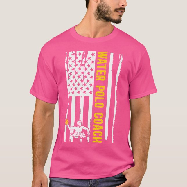 Vatten Polo Coach American Flagga Vatten Polo Trän T Shirt (Framsida)