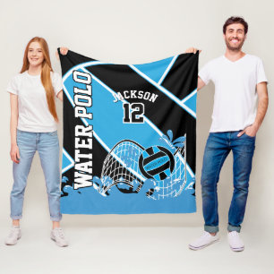 Vatten Polo 🤽 ♀️ idrott i blått, svart och vitt Fleecefilt