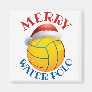 Vatten Polo-julen Boll med Santa Hat Magnet