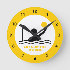 Vatten polo player black silhouette anpassningsbar rund klocka