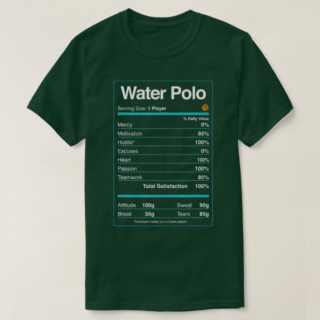 Vatten Polo Player Nutritional Facts Funny Sport W T Shirt (Design framsida)