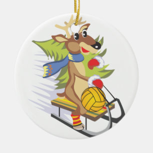 Vatten Polo Reindeer med boll som ornament