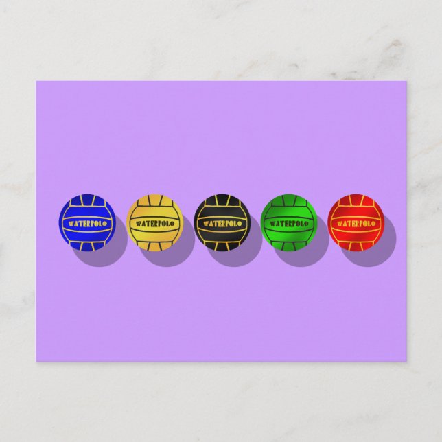 Vatten polo-spelare och vattenpolo-spelare boll vykort (Framsida)