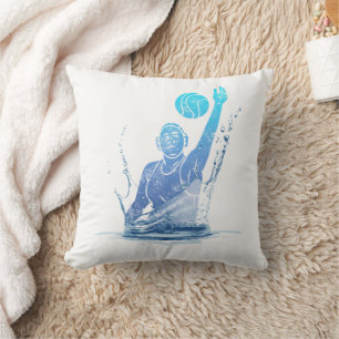 Vatten Polo-Vintagen idrottar Idrottsman med Boll Kudde