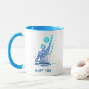 Vatten Polo-Vintagen idrottar Idrottsman med Boll Mugg