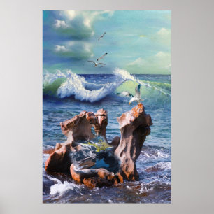 Vatten Power Background Card-utformning Poster
