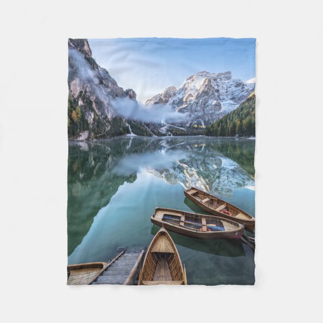 Vatten | Pragser Wildsee Dolomites Italien Fleecefilt (Framsidan)