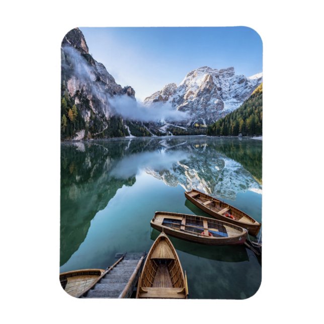Vatten | Pragser Wildsee Dolomites Italien Magnet (Vertikal)