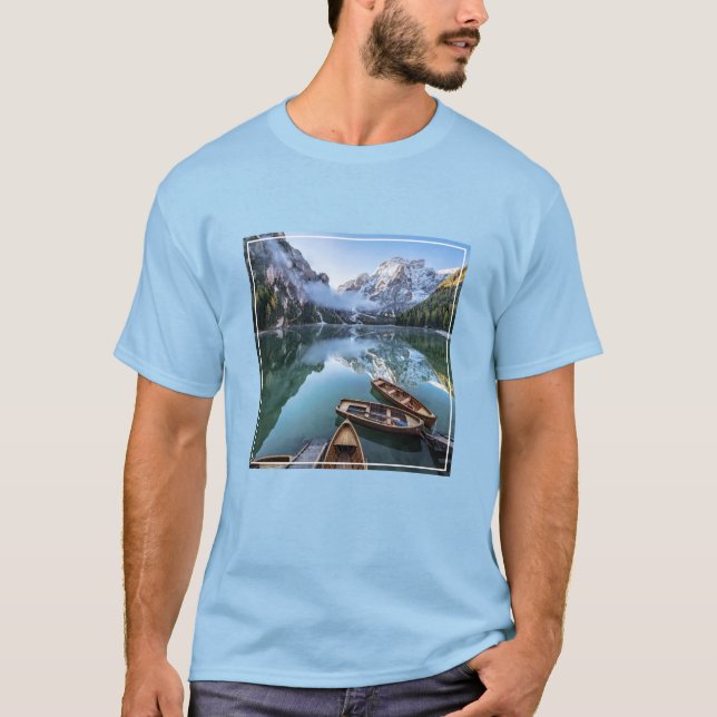 Vatten | Pragser Wildsee Dolomites Italien T Shirt (Framsida)
