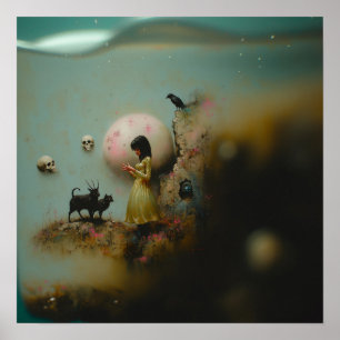 Vatten Priestess Raven Witchy AI Art Matte Value Poster