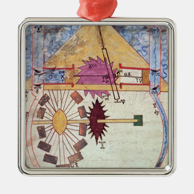 Vatten pumpar, från 'boken av kunskap av genialt julgransprydnad metall (Framsidan)