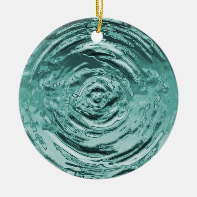 Vatten Ripple Teal Julgransprydnad Keramik (Framsidan)