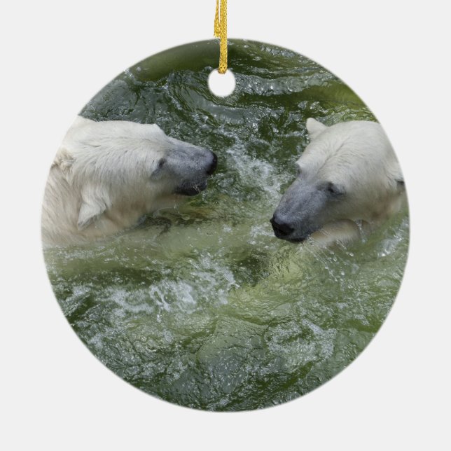 Vatten Roligt Polar Bears Julgransprydnad Keramik (Baksidan)
