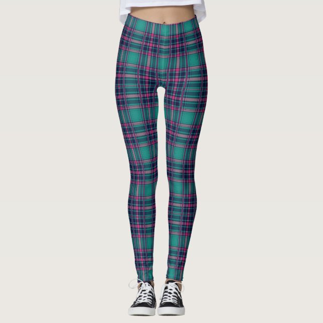 Vatten/Rosa Plade Kvinnliga baljväxter Leggings (Framsida)