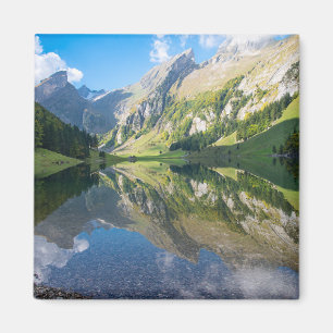 Vatten Seealpsee Sjö Swiss Alpernor Schweiz Magnet