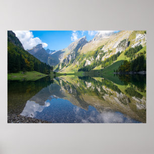 Vatten Seealpsee Sjö Swiss Alpernor Schweiz Poster