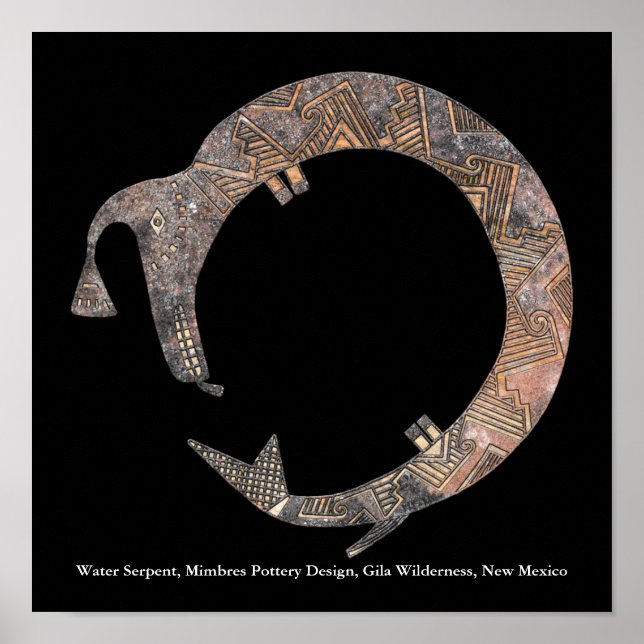 Vatten-serpent, Mimbres-potteridesign Poster (Framsidan)