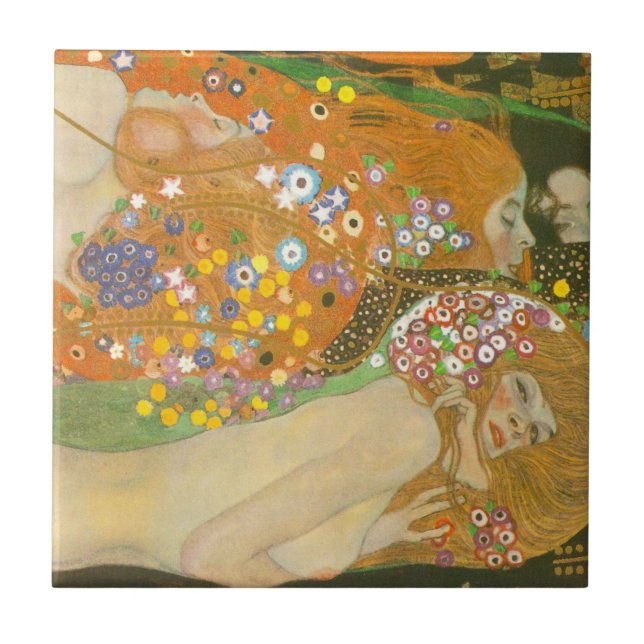 Vatten-serpents II av Gustav Klimt, Art nouveau Kakelplatta (Framsidan)