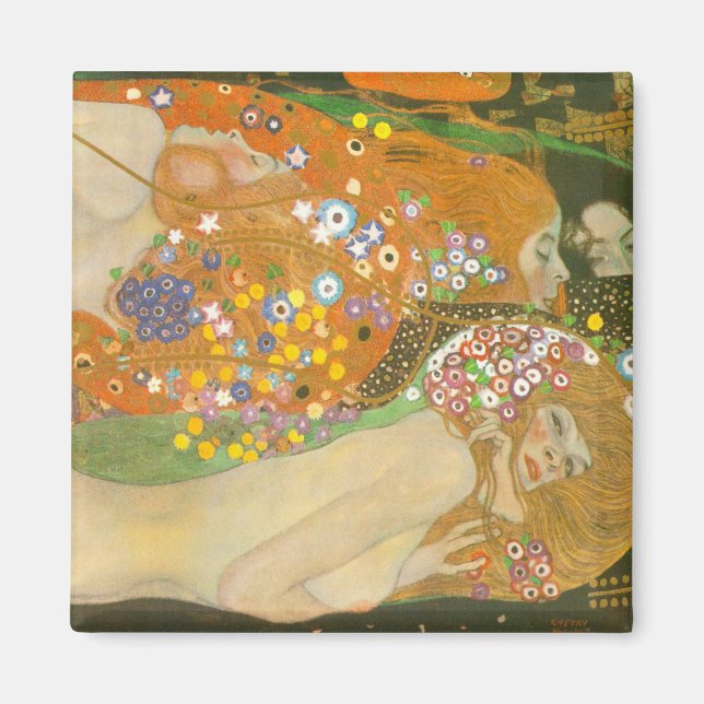 Vatten-serpents II av Gustav Klimt, Art nouveau Magnet (Framsidan)